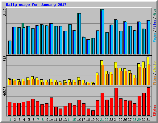 Daily usage for January 2017